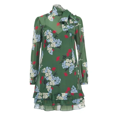 REDValentino Women's Floral Tie Neck Dress - Verde