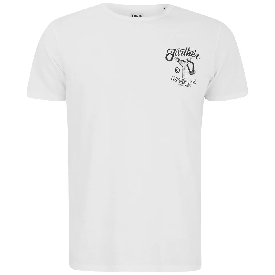 Edwin Men's Sling Shot Printed Crew Neck T-Shirt - White Image 1
