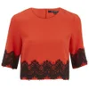 French Connection Women's Linea Lace Cropped Top - Riotred/Black - Image 1