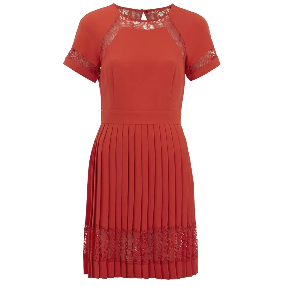 French Connection Women's Arrow Lace Flare Dress - Riot Red Image 1