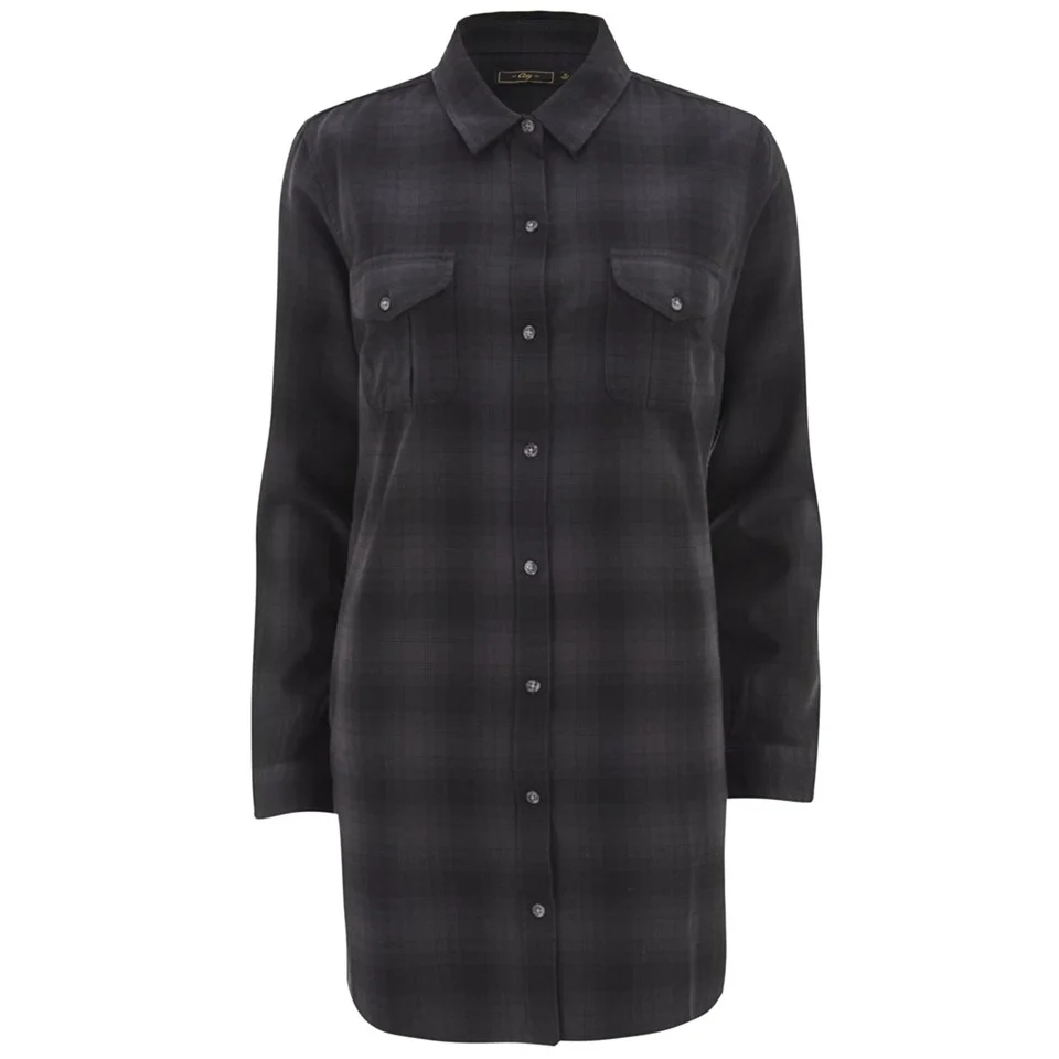 OBEY Clothing Women's Abbey Flannel Shirt Dress - Black Multi Image 1