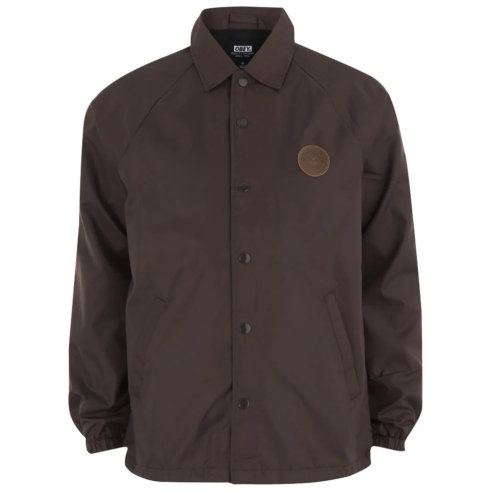 OBEY Clothing Men's Mercer Lined Coaches Jacket - Burgundy Brown Image 1