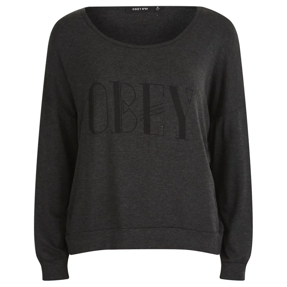 OBEY Clothing Women's Riley Laminate Slogan T-Shirt - Grey Image 1