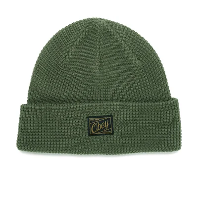OBEY Clothing Men's Roscoe Waffle Knitted Beanie - Army