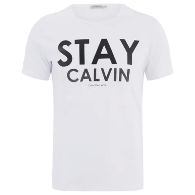Calvin Klein Men's Tender 'STAY CALVIN' Short Sleeve T-Shirt - Bright White