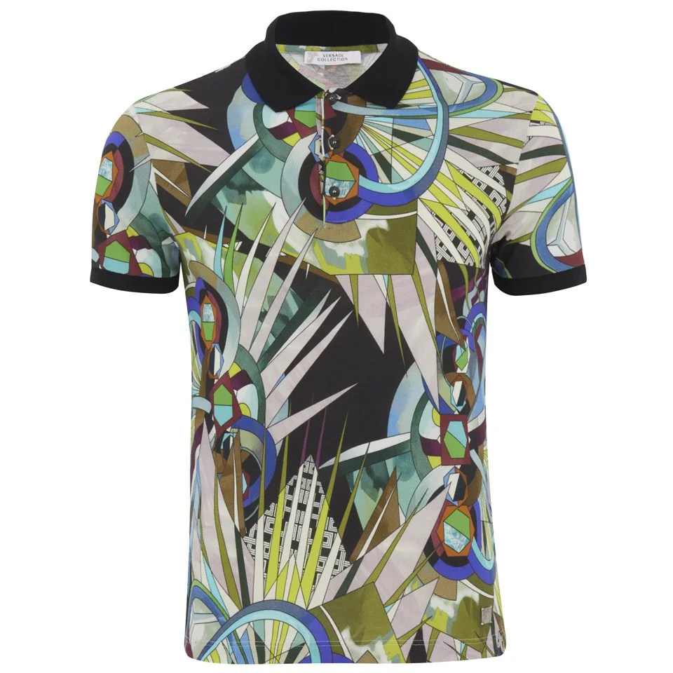 Versace Collection Men's All Over Print Polo Shirt - Multi Image 1