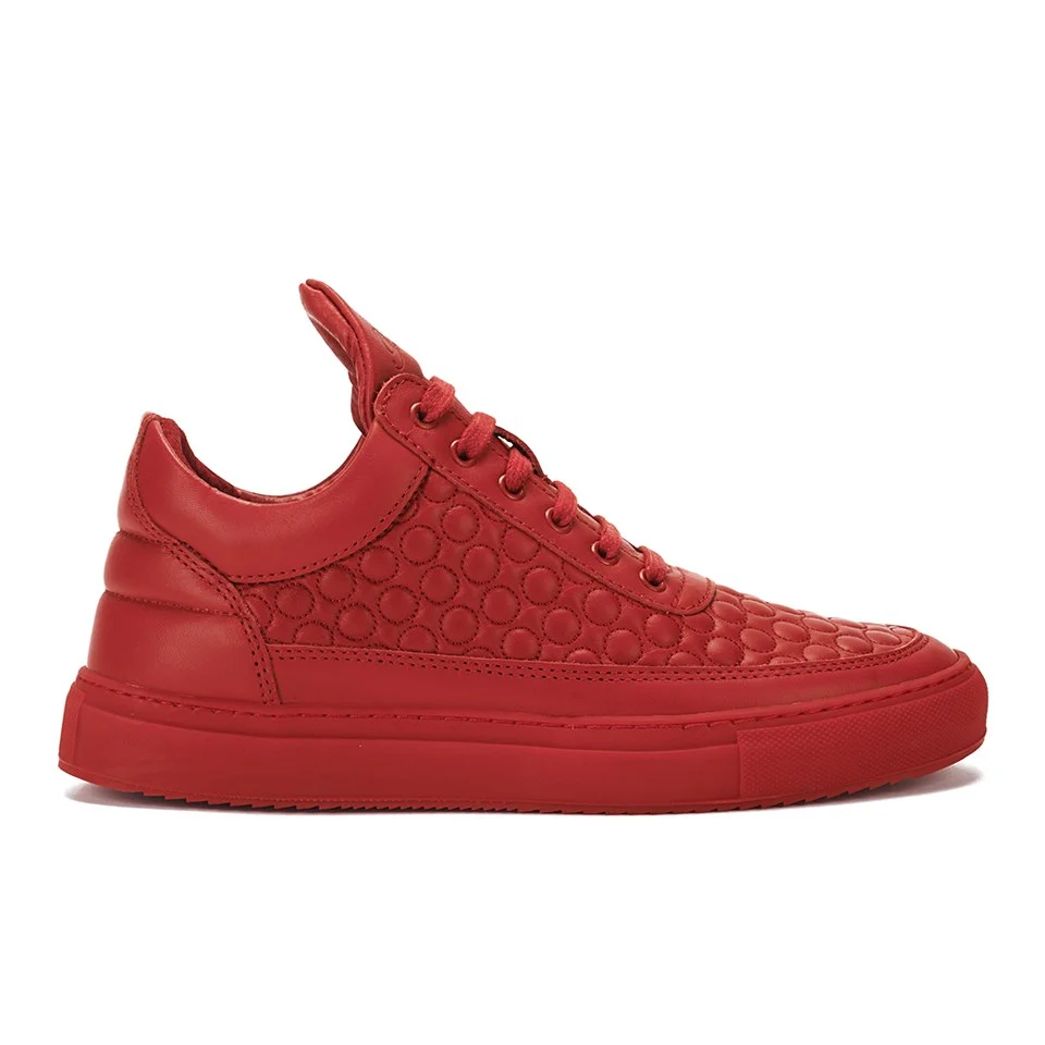 Filling Pieces Men's Quilted Circles Low Top Trainers - Red Image 1