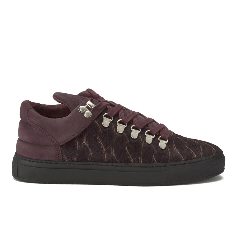 Filling Pieces Women's Pony Woven Mountain Cut Trainers - Burgundy Image 1