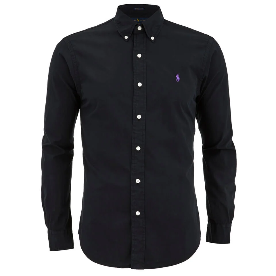 Polo Ralph Lauren Men's Plain Slim Fit Long Sleeve Shirt - Polo Black Image 1