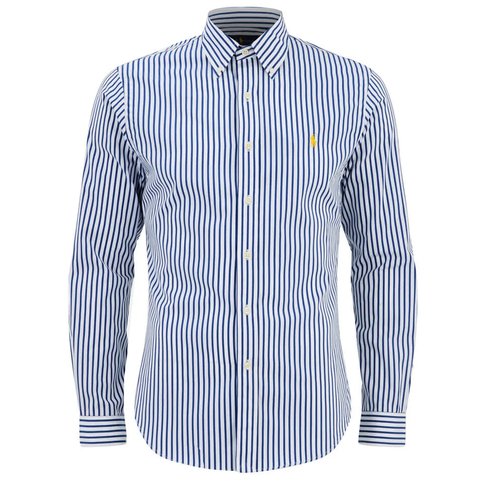 Polo Ralph Lauren Men's Slim Fit Stripe Long Sleeve Shirt - Blue/White Image 1