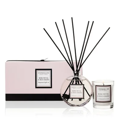 Stoneglow Modern Classics Candle and Reed Gift Set - Rose Petal and May Chang