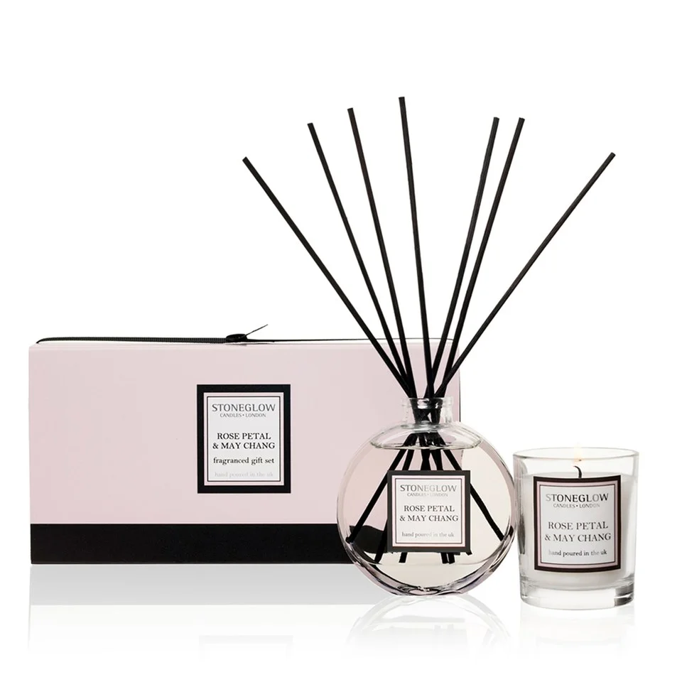 Stoneglow Modern Classics Candle and Reed Gift Set - Rose Petal and May Chang Image 1