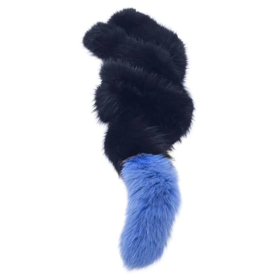 Charlotte Simone Women's Popsicle Faux Fur Scarf - Navy/Baby Blue Tail Image 1