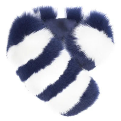 Charlotte Simone Women's Candy Stripe Cuff Faux Fur Scarf - Navy/White