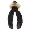 Charlotte Simone Women's Fur Lined Hooded Scarf - Black/Beige Fur Trim - Image 1