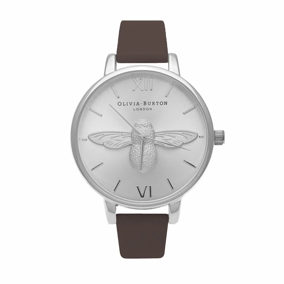 Olivia Burton Women's Moulded Bee Watch - Brown/Silver Image 1