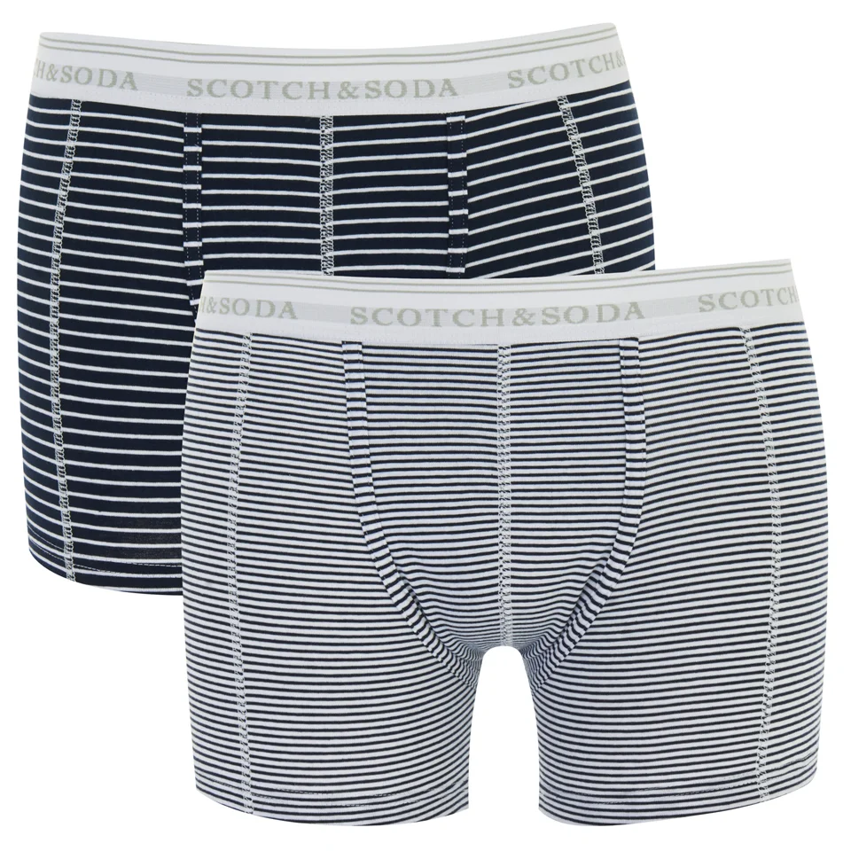 Scotch & Soda Men's Allover Printed Boxer Shorts - Black/White Stripe Image 1