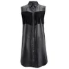 Ganni Women's Leather Fringed Shirt Dress - Black - Image 1