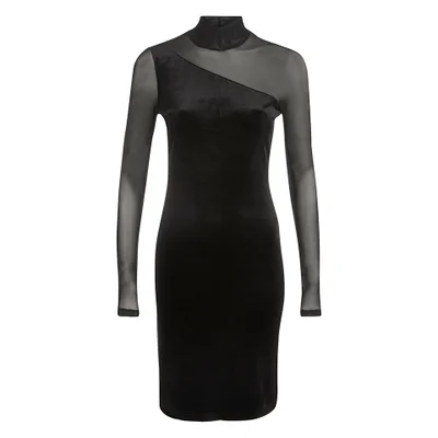 Ganni Women's Sheer Panel Dress - Black