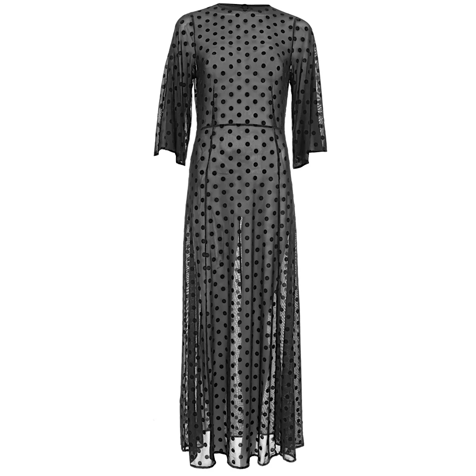 Ganni Women's Sheer Dots Dress - Black Image 1