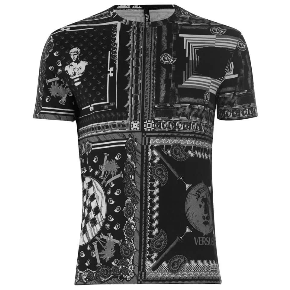 Versus Versace Men's All Over Print Crew Neck T-Shirt - Black Image 1