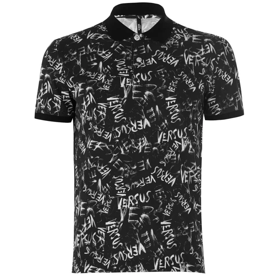 Versus Versace Men's All Over Logo Polo Shirt - Black Image 1