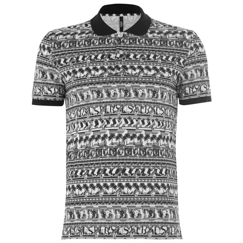 Versus Versace Men's All Over Pattern Polo Shirt - White/Black Image 1