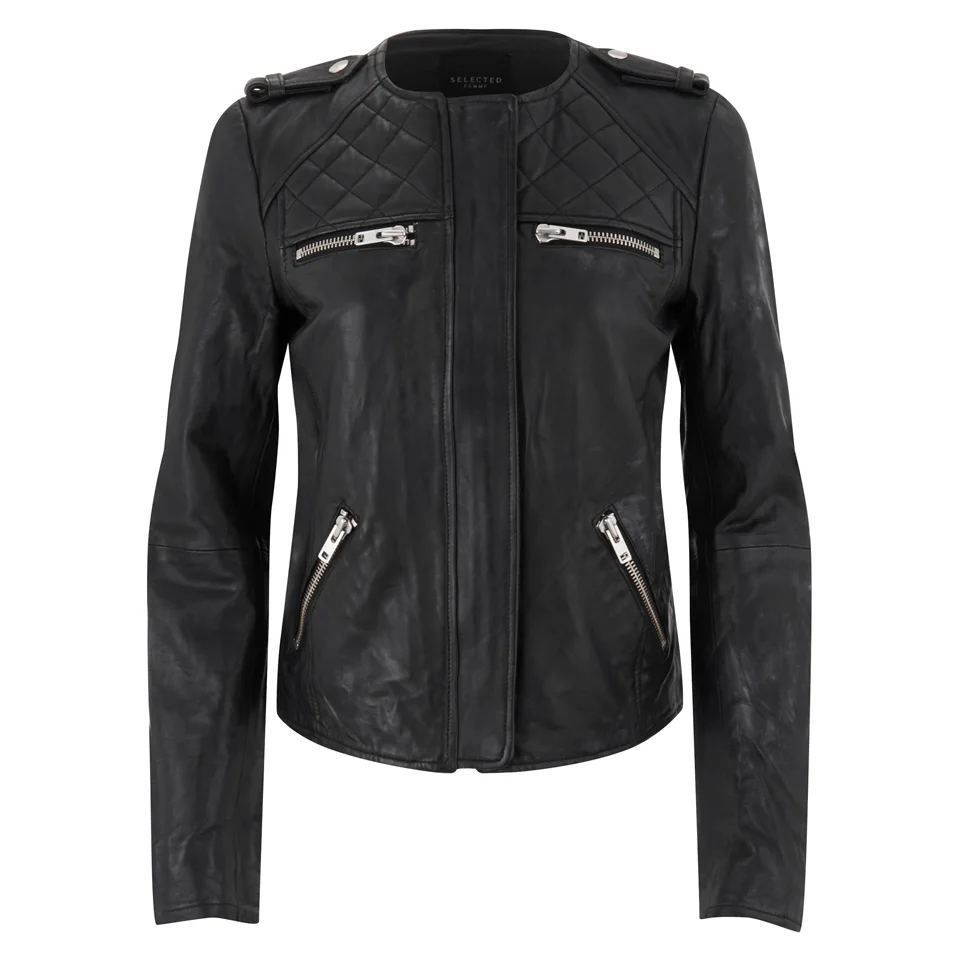 Selected Femme Women's Isabello Leather Jacket - Black Image 1
