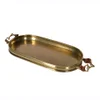 Bark & Blossom Stirrup Handled Brass Tray - Image 1