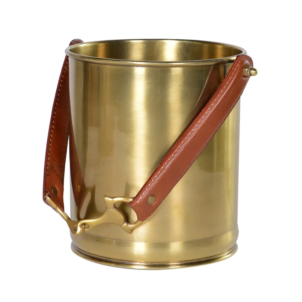 Bark & Blossom Stirrup Handled Brass Ice Bucket Image 1