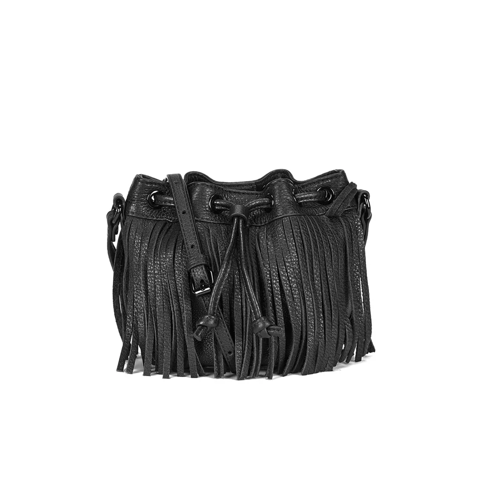 Rebecca Minkoff Women's Fringe Micro Lexi Bucket Bag - Black Image 1