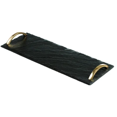 Just Slate Serving Tray with Gold Handles