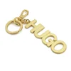 HUGO Vienne Logo Keyring - Gold - Image 1