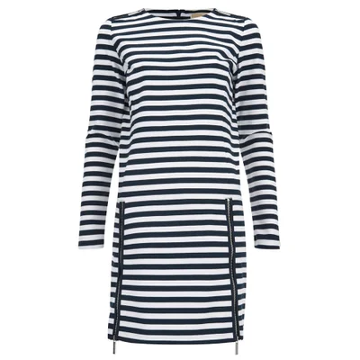 MICHAEL MICHAEL KORS Women's Zip Detail Stripe Dress - New Navy/White