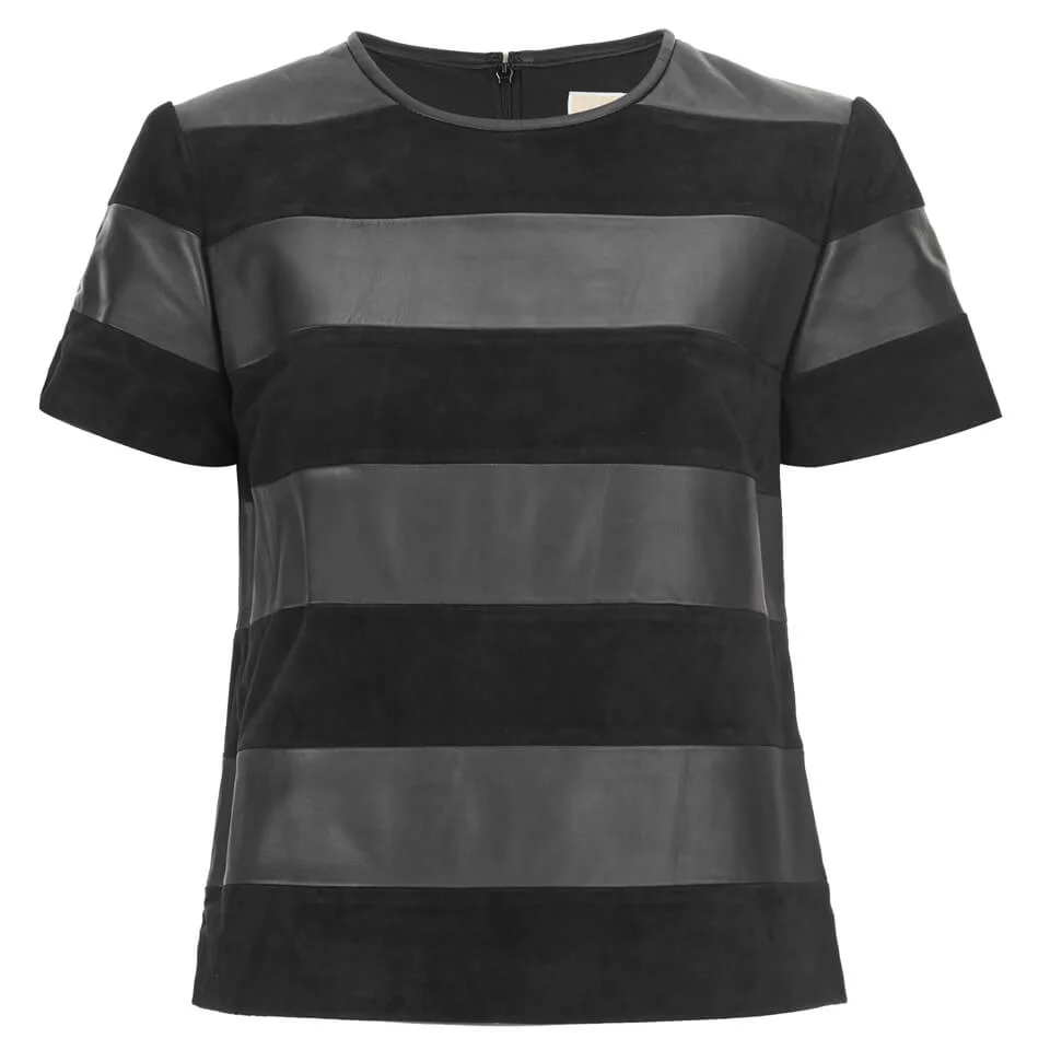 MICHAEL MICHAEL KORS Women's Combo Fabric T-Shirt -Black Image 1