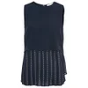 MICHAEL MICHAEL KORS Women's Embellished Pleated Top - New Navy - L/UK 12 - Image 1