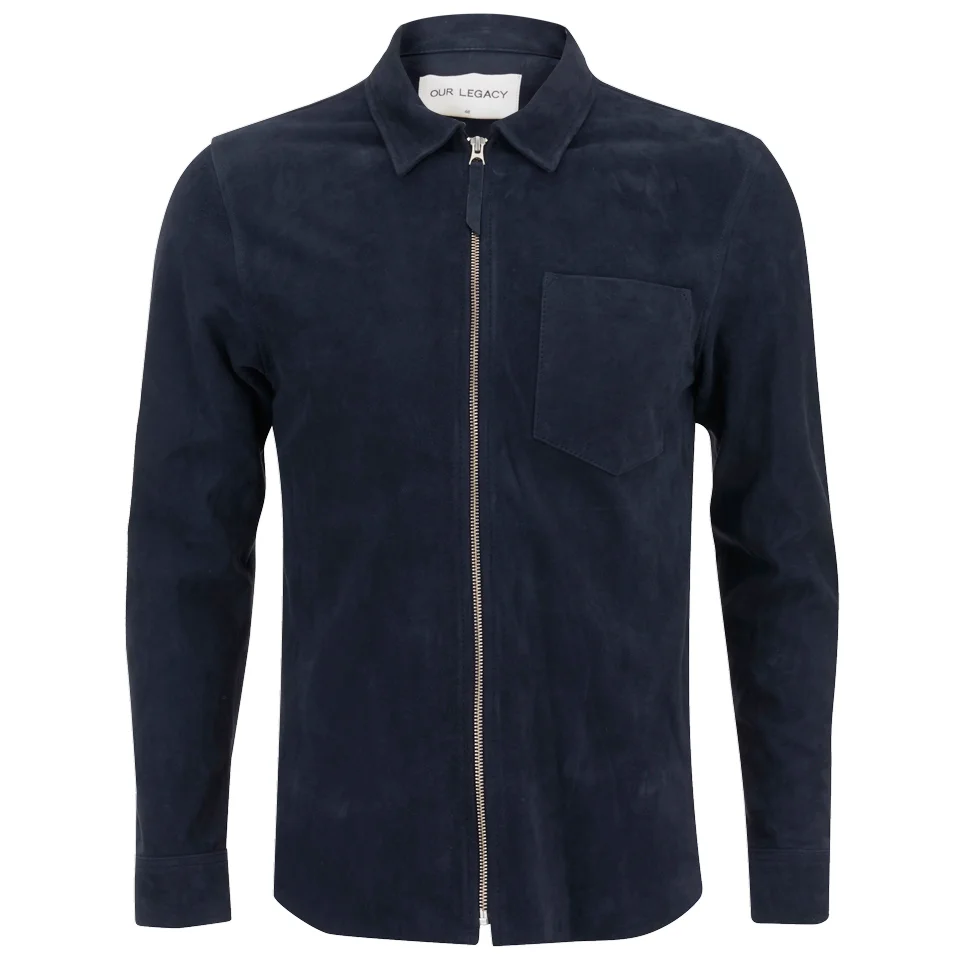 Our Legacy Men's Suede Zip Shirt - Navy Image 1