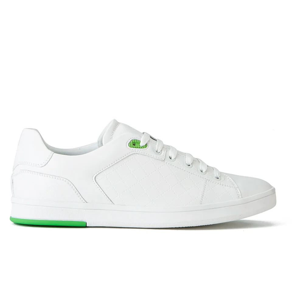 BOSS Green Men's Ray Check Leather Trainers - White Image 1