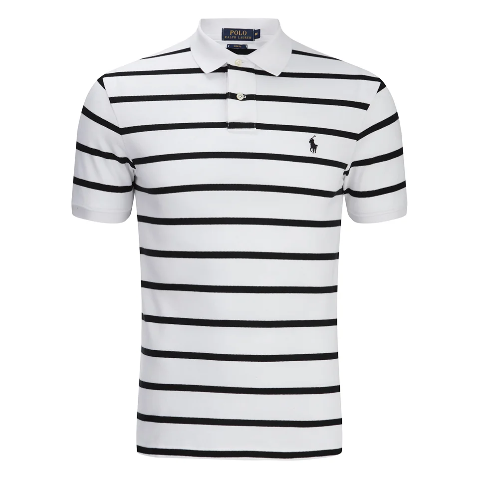 Polo Ralph Lauren Men's Short Sleeve Slim Fit Striped Polo Shirt - White/Black Image 1