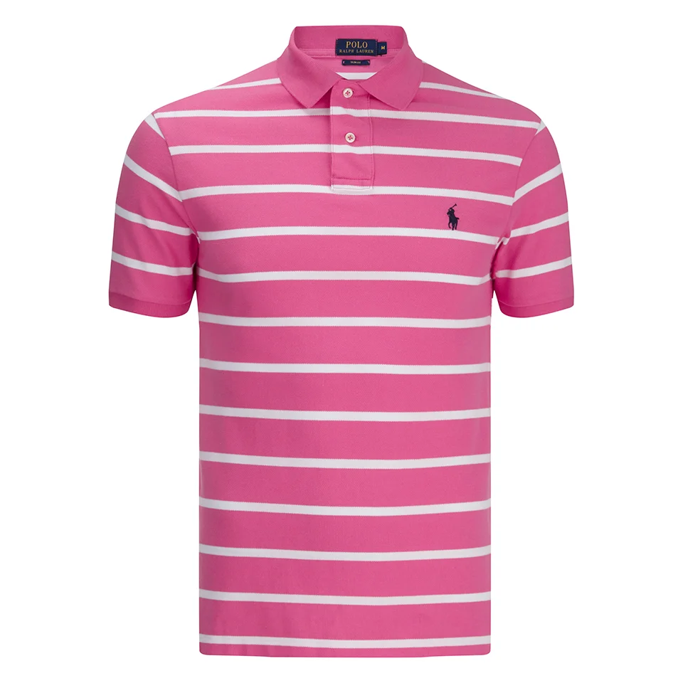 Polo Ralph Lauren Men's Short Sleeve Slim Fit Striped Polo Shirt - Madison Pink Image 1