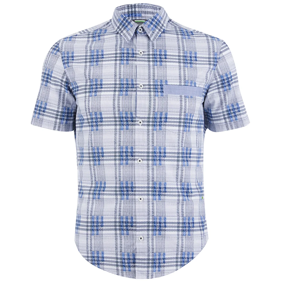 BOSS Green Men's Bicron Check Shirt - Medium Blue Image 1