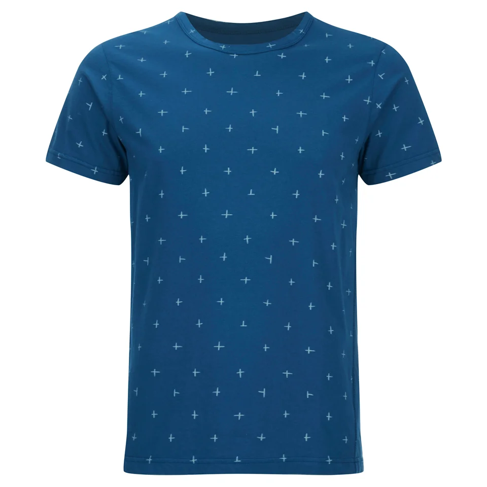 Universal Works Men's Cross Jersey Print T-Shirt - Blue Image 1