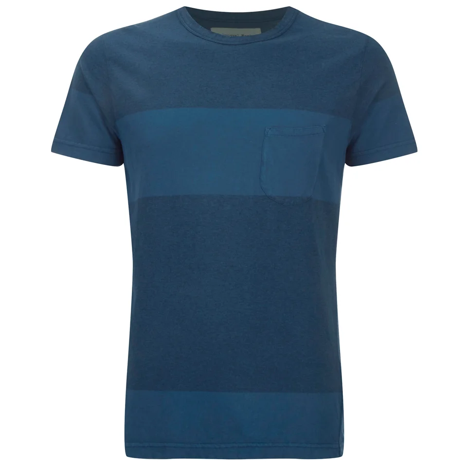 Universal Works Men's Stripe Pocket T-Shirt - Blue Image 1