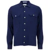 GANT Rugger Men's Slub Flannel Army Long Sleeve Shirt - Thunder Blue - Image 1