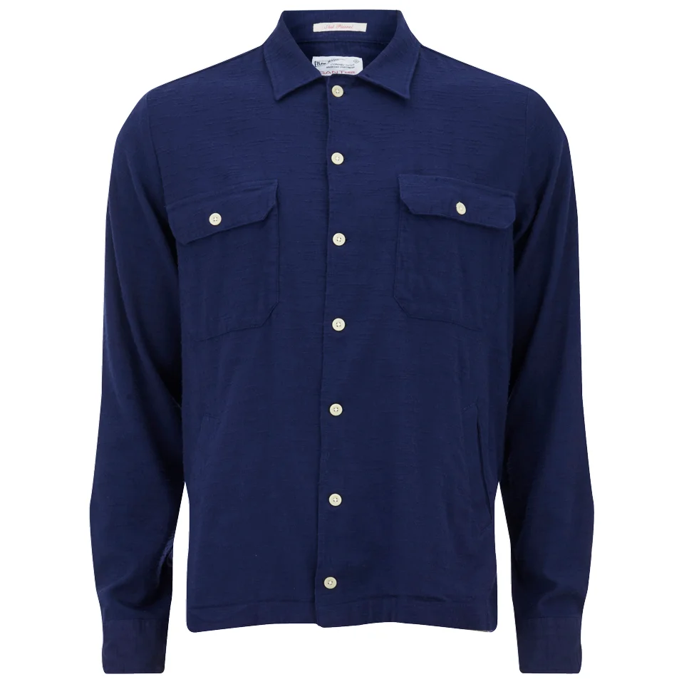 GANT Rugger Men's Slub Flannel Army Long Sleeve Shirt - Thunder Blue Image 1
