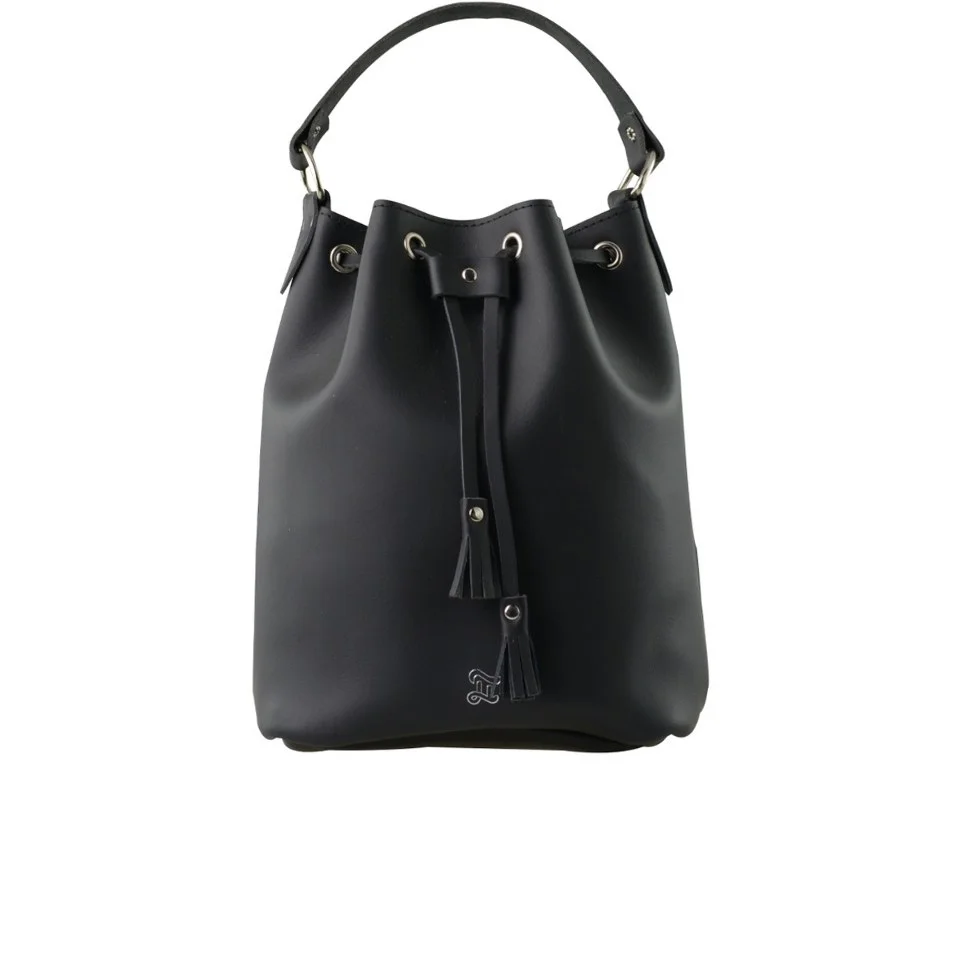 Grafea Women's Leather Tassel Bucket Bag - Black Image 1