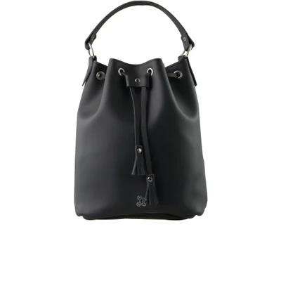 Grafea Women's Leather Tassel Bucket Bag - Black
