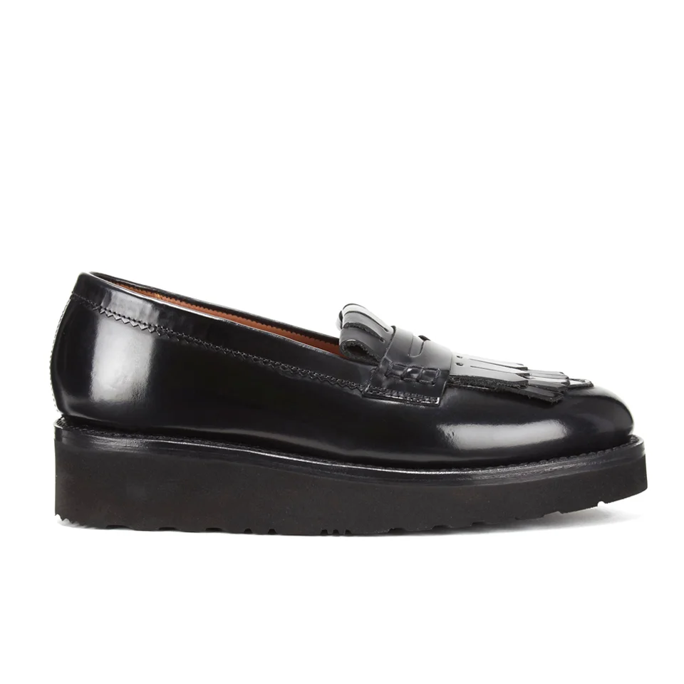 Grenson Women's Juno Leather Frill Loafers - Black Rub Off Image 1