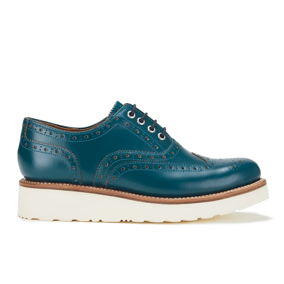 Grenson Women's Emily V Leather Brogues - Teal Image 1