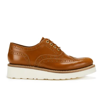Grenson Women's Emily V Leather Brogues - Amber Rub Off